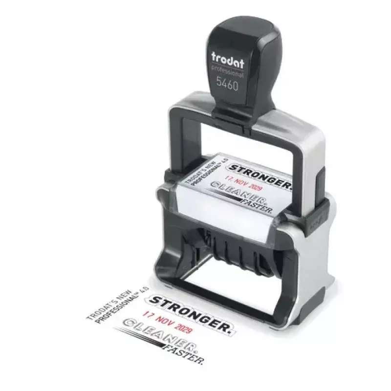 Sello de fecha autoentintable Trodat 5030 — impresión 4 x 27 mm, tamaño 74 x 45 x 150 mm