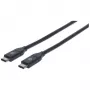 Cable Manhattan USB-C a USB-C, 50 cm, conector macho a conector macho, negro, 10 Gbit/s (USB 3.2 Gen2, también USB 3.1), 3 A (carga rápida), SuperSpeed+ USB, garantía de por vida, corresponde a USB31CC50CM