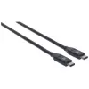 Cable Manhattan USB-C a USB-C, 50 cm, conector macho a conector macho, negro, 10 Gbit/s (USB 3.2 Gen2, también USB 3.1), 3 A (carga rápida), SuperSpeed+ USB, garantía de por vida, corresponde a USB31CC50CM