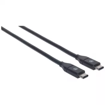 Cable Manhattan USB-C a USB-C, 50 cm, conector macho a conector macho, negro, 10 Gbit/s (USB 3.2 Gen2, también USB 3.1), 3 A (carga rápida), SuperSpeed+ USB, garantía de por vida, corresponde a USB31CC50CM