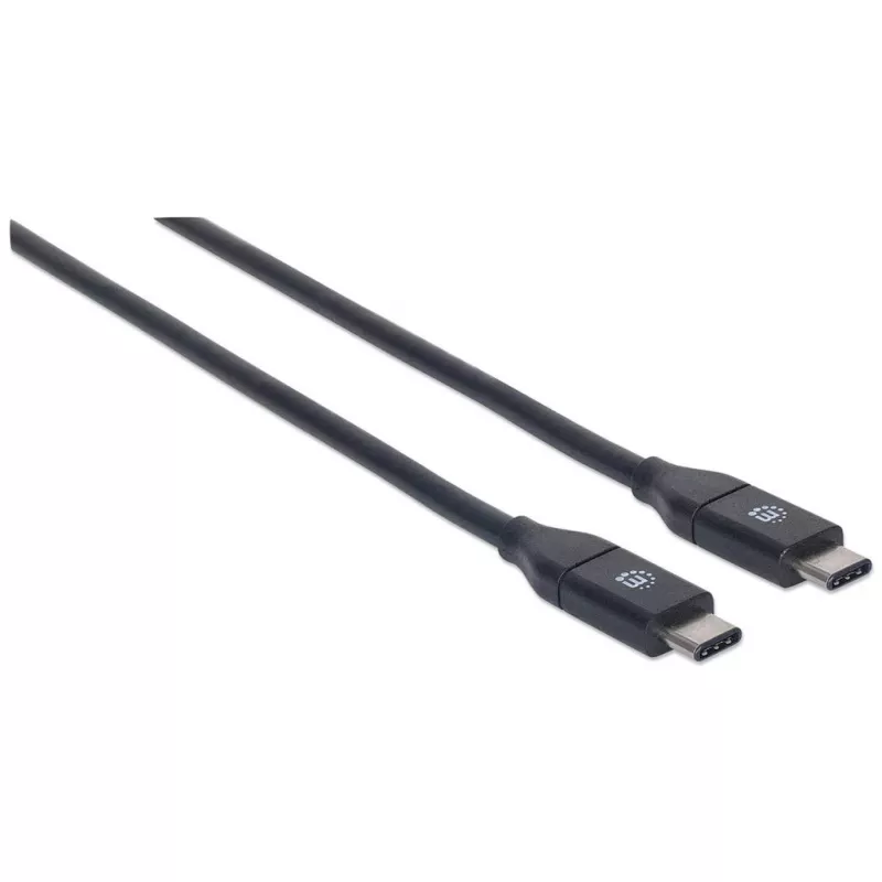 Cable Manhattan USB-C a USB-C, 50 cm, conector macho a conector macho, negro, 10 Gbit/s (USB 3.2 Gen2, también USB 3.1), 3 A (carga rápida), SuperSpeed+ USB, garantía de por vida, corresponde a USB31CC50CM
