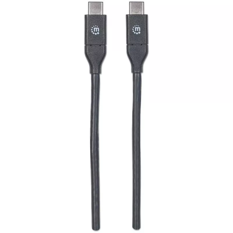 Cable Manhattan USB-C a USB-C, 50 cm, conector macho a conector macho, negro, 10 Gbit/s (USB 3.2 Gen2, también USB 3.1), 3 A (carga rápida), SuperSpeed+ USB, garantía de por vida, corresponde a USB31CC50CM