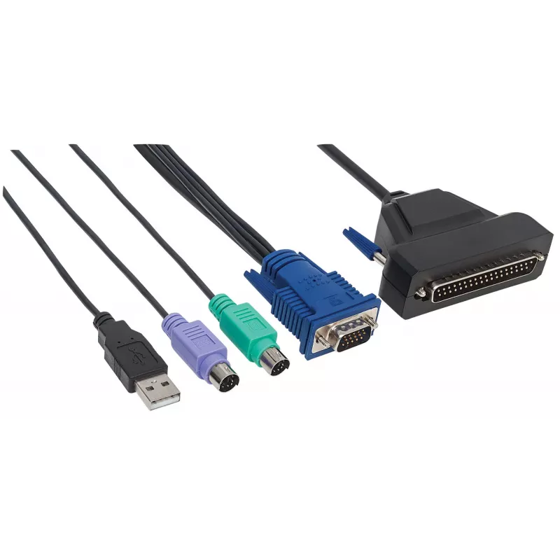 Cable Intellinet VGA de 1 puerto para consola KVM, conexiones PS2, USB y VGA