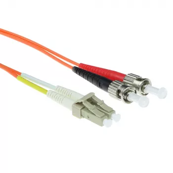 Cable de parcheo de fibra óptica ACT 5 metros LSZH multimodo 62.5/125 OM1 dúplex con conectores LC y ST