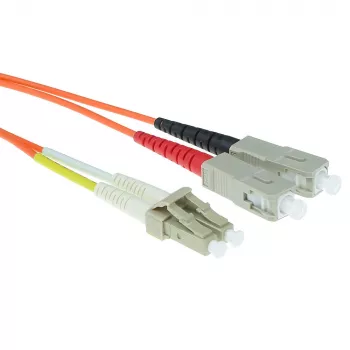 Cable de parcheo de fibra óptica ACT 1 metro LSZH multimodo 62,5/125 OM1 dúplex con conectores LC y SC
