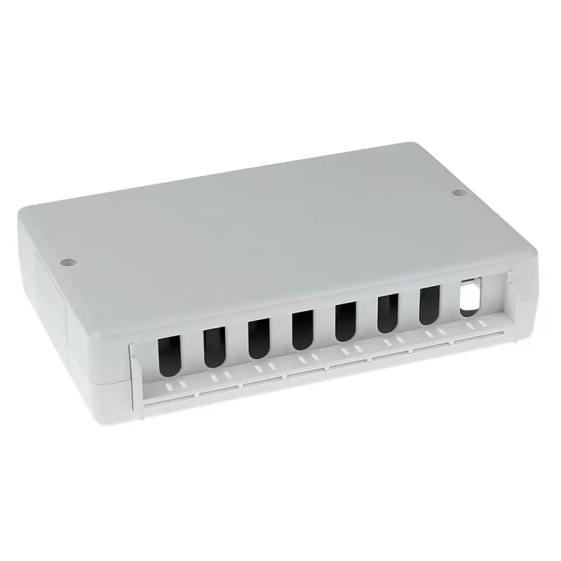 Caja de superficie ACT FA5000 no apantallada 8 puertos Cat5e — 171,4×38×118,8 mm