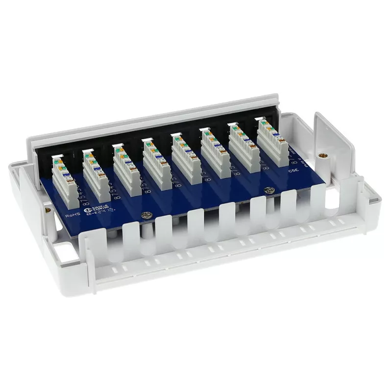 Caja de superficie ACT FA5000 no apantallada 8 puertos Cat5e — 171,4×38×118,8 mm