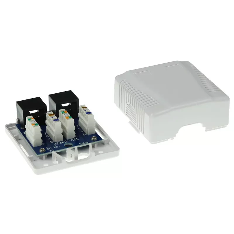 Toma de superficie ACT 2 tomas no apantallada CAT5E — 59×29,5×61 mm