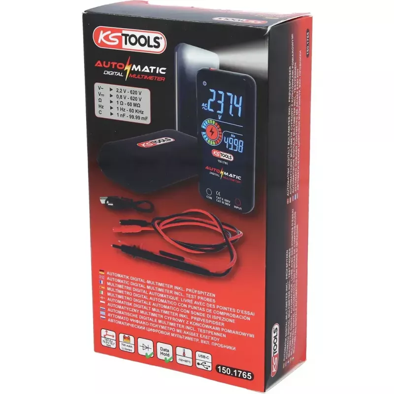 KS Tools 150.1765 multímetro digital automático con cables de medición