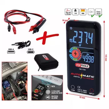KS Tools 150.1765 multímetro digital automático con cables de medición