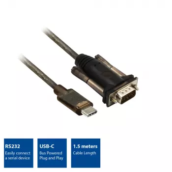 ACT adaptador USB-C a serie AC6002 negro 1,5 m