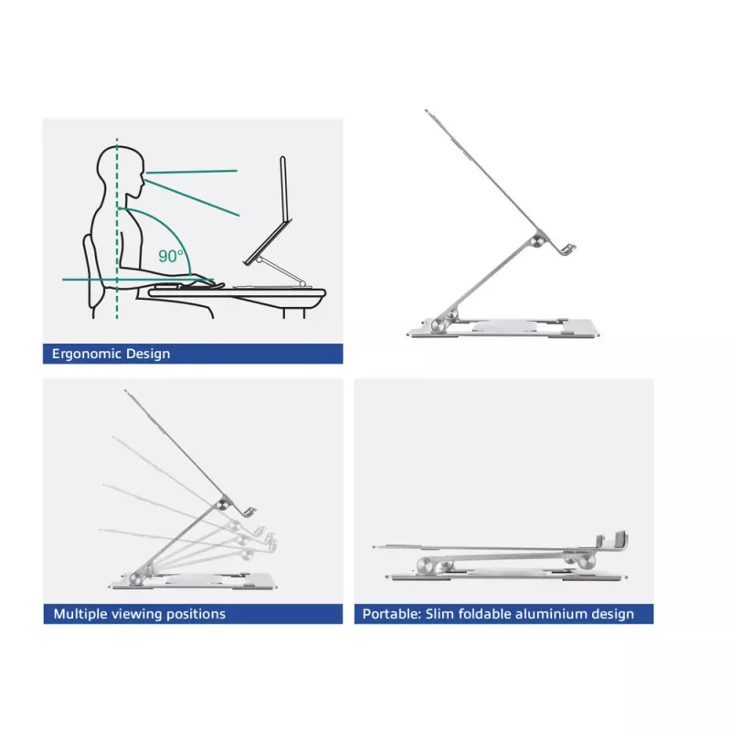Soporte para portátil ACT AC8135 aluminio gris altura ajustable sin escalonamiento