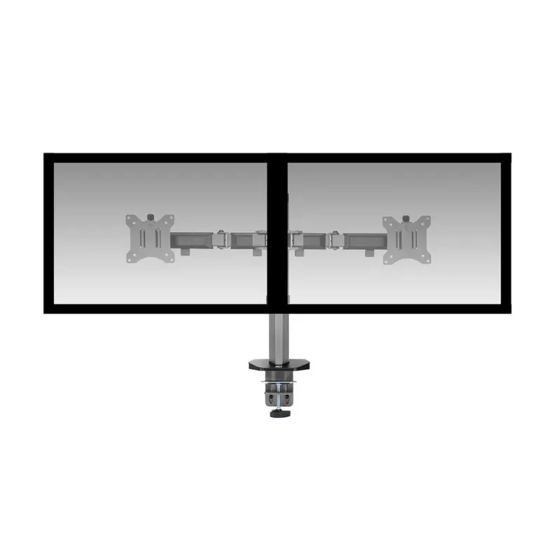 ACT brazo doble para monitor de oficina plata pinza/pasacables de mesa 18 kg 17-32