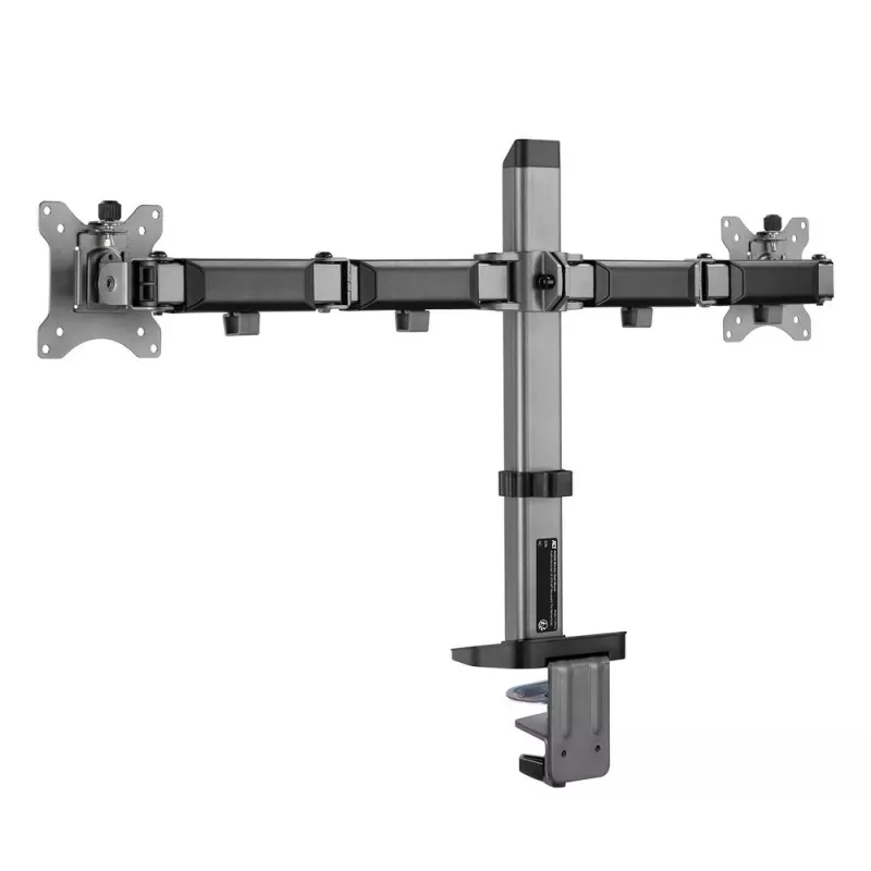ACT brazo doble para monitor de oficina plata pinza/pasacables de mesa 18 kg 17-32
