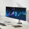 ACT brazo doble para monitor de oficina plata pinza/pasacables de mesa 18 kg 17-32