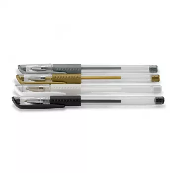 Hama Classic Bolígrafo de gel con capuchón Negro, Oro, Plata, Blanco 4 uds.