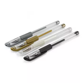 Hama Classic Bolígrafo de gel con capuchón Negro, Oro, Plata, Blanco 4 uds.