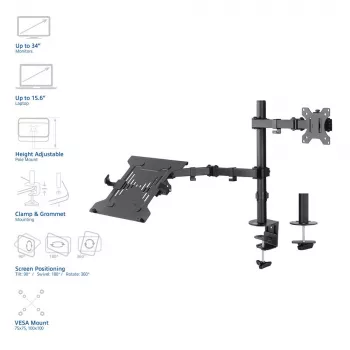 Brazo para portátil y monitor ACT AC8305 Ajuste de altura 0-450 mm
