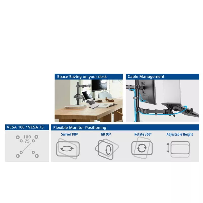 ACT AC8305 soporte para portátil y brazo para monitor, 15,6 pulgadas (39,6 cm), negro