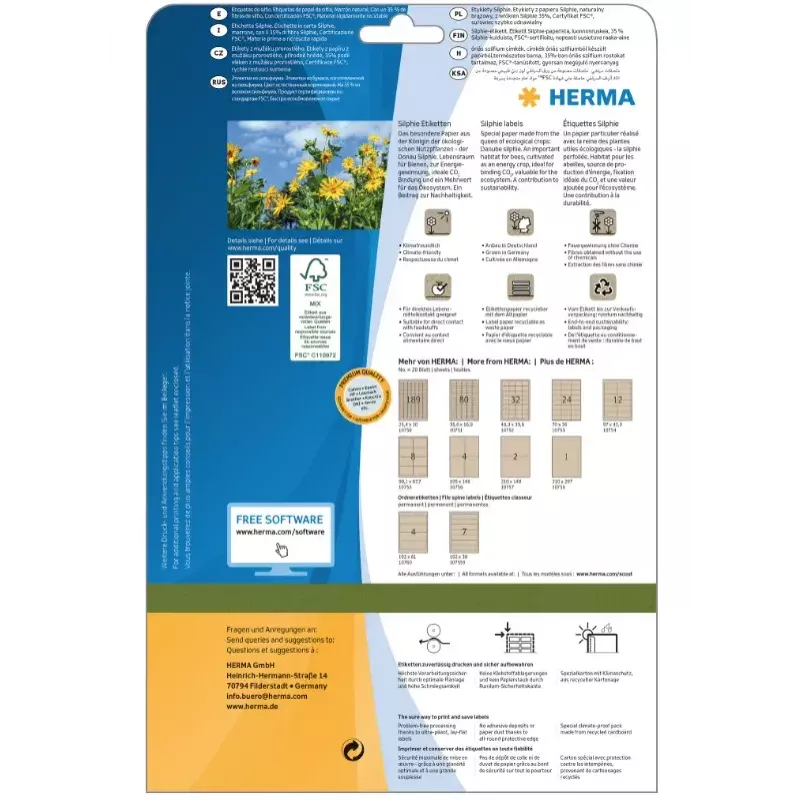 Etiquetas autoadhesivas HERMA 10750 rectangulares permanentes marrón 3780 uds.