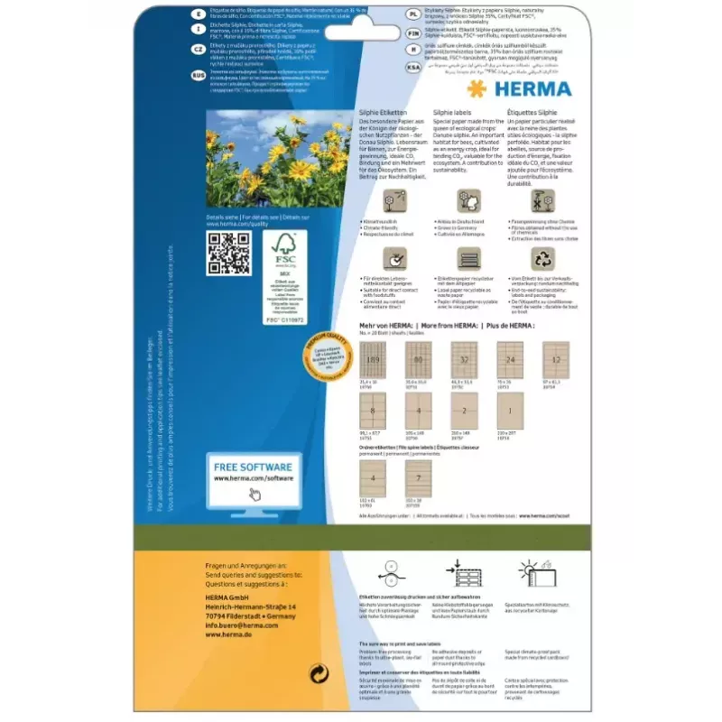 Etiquetas autoadhesivas HERMA 10755 rectangulares permanentes marrón 160 uds.