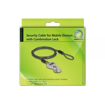 Candado de cable Navilock 20657 negro 1,8 m con combinación