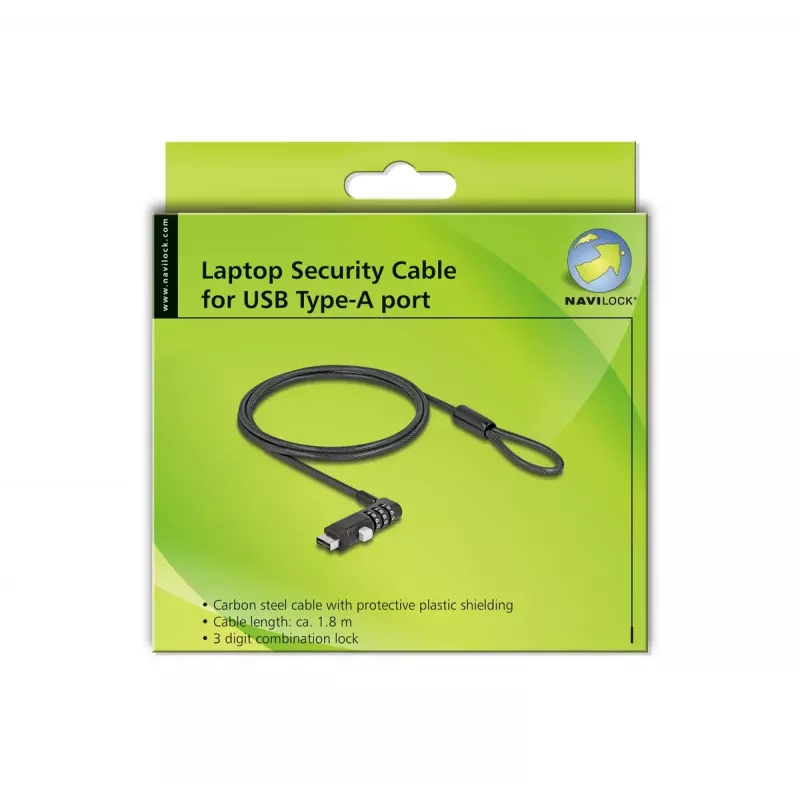 Candado de cable Navilock 20916 negro 1,8 m
