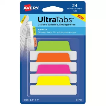 Separadores en blanco Avery Ultra Tabs Verde Naranja Rosa Amarillo 74767