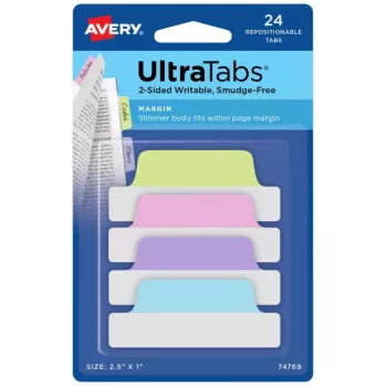 Separadores en blanco Avery Ultra Tabs 74769 Azul Verde Rosa Lila