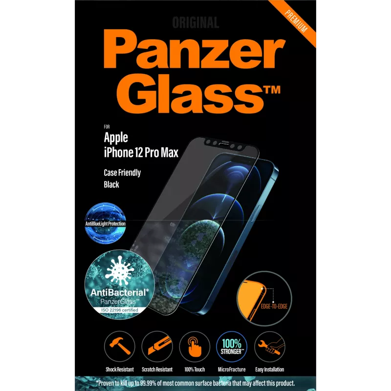 Protector de pantalla antiluz azul PanzerGlass ® Apple iPhone 12 Pro Max | sin bordes