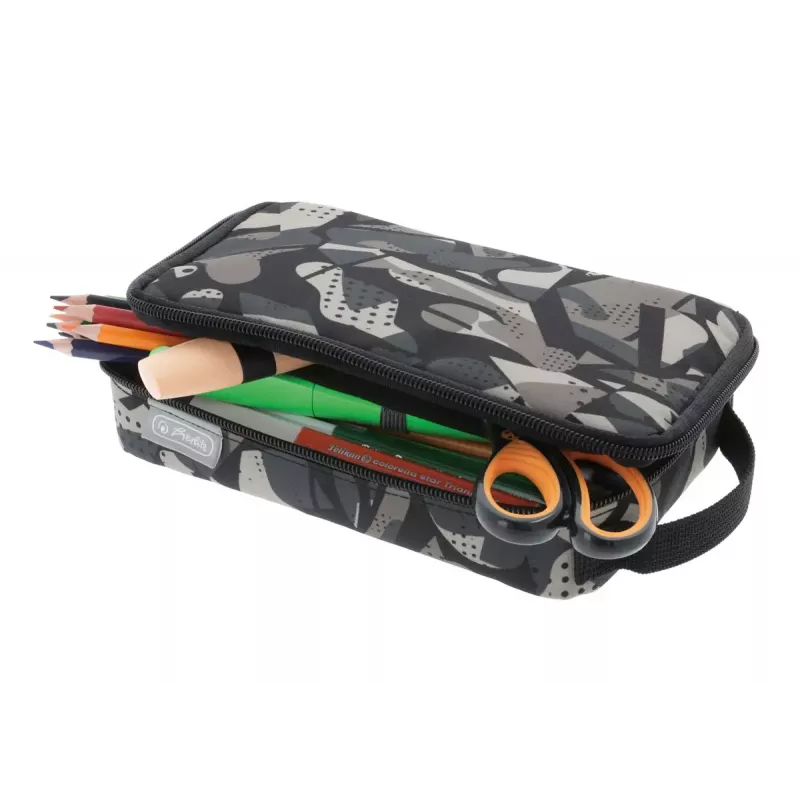 Estuche blando Herlitz 2 Go poliéster gris 210x130x60mm
