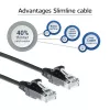 ACT negro 1,5 metros cable de red LSZH U/UTP CAT6 Slimline para centro de datos sin lengüeta con conectores macho RJ45
