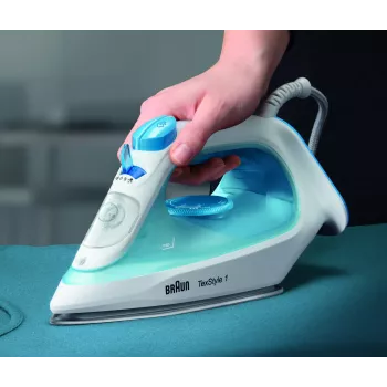 Plancha de vapor Braun TexStyle 1 SI1050BL suela cerámica 2000 W azul, blanco