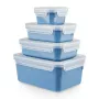 Set de recipientes para conservas EMSA Clip & Close rectangular azul 4 uds.