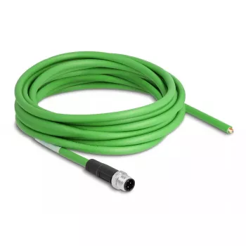 Cable de red DeLOCK M12 4 pines codificado D extremos de cable abiertos TPU 5 m