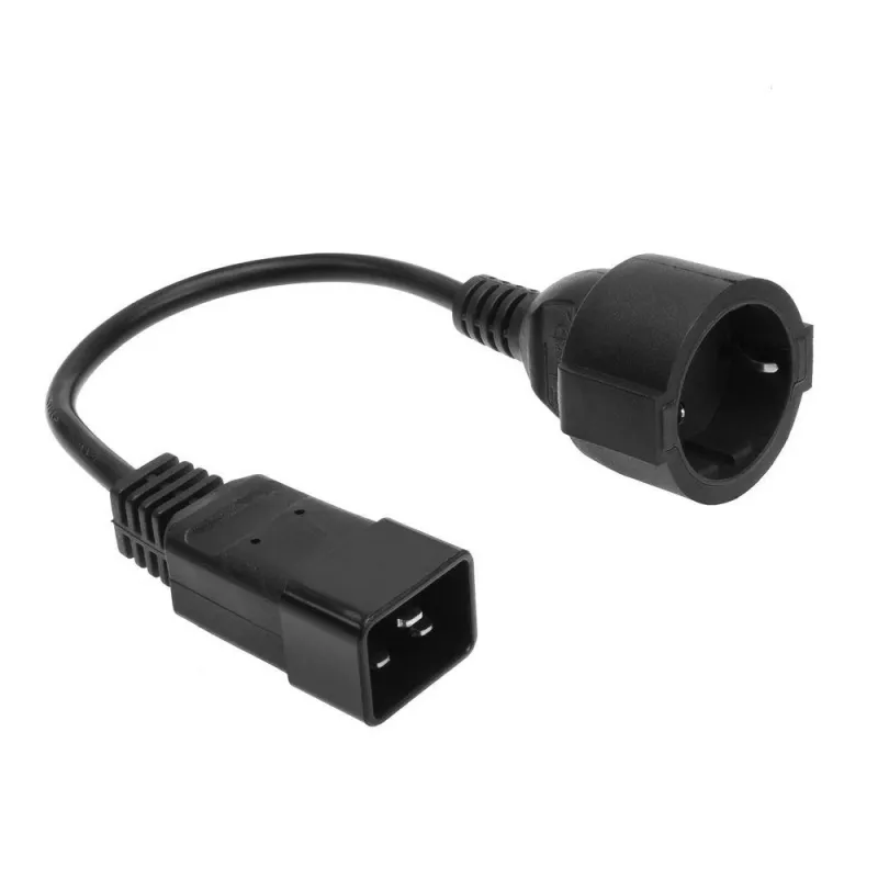 Cable de alimentación ACT C20 CEE 7/3 negro 0,2 m 230 V 16 A
