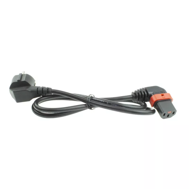 ACT Cable de alimentación conector CEE 7/7 (acodado) - C13 IEC Lock (acodado a la izquierda) negro 1 m, EL447S