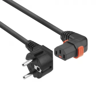 ACT Cable de alimentación conector CEE 7/7 (acodado) – C13 IEC Lock (acodado a la derecha) negro 1 m, EL446S