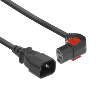 ACT Cable de alimentación C14 - C13 IEC Lock (acodado) negro 3 m, PC2052