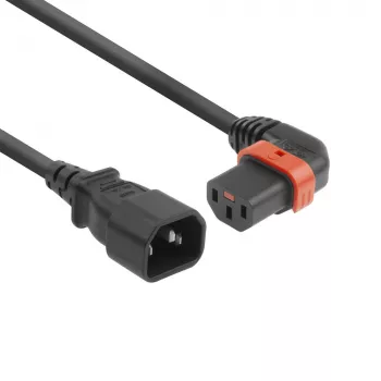 ACT Cable de alimentación C14 - C13 IEC Lock (acodado a la izquierda) negro 2 m, PC2046