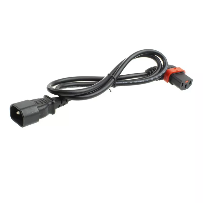 ACT Cable de alimentación C14 - C13 IEC Lock (acodado a la izquierda) negro 3 m, PC2050