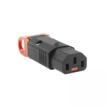 ACT C13 IEC Lock+ reconectable negro, PA130100BK, C13, negro, rojo, conector hembra, recto, nailon, 1,5 mm²