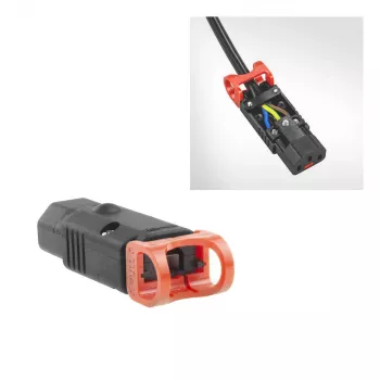 ACT C13 IEC Lock+ reconectable negro, PA130100BK, C13, negro, rojo, conector hembra, recto, nailon, 1,5 mm²