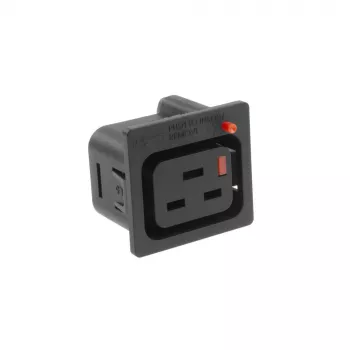 ACT C19 IEC Lock Net Entree (1 salida) - negro, PA195015BK, C19, negro, rojo, conector hembra, recto, termoplástico, 2000 V