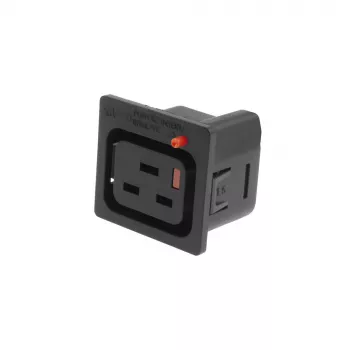 ACT C19 IEC Lock Net Entree (1 salida) - negro, PA195015BK, C19, negro, rojo, conector hembra, recto, termoplástico, 2000 V