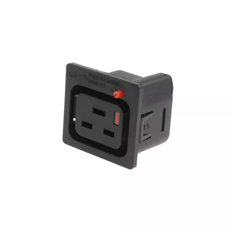 ACT C19 IEC Lock Net Entree (1 salida) - negro, PA195015BK, C19, negro, rojo, conector hembra, recto, termoplástico, 2000 V
