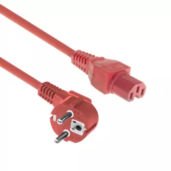 ACT Cable de alimentación conector principal CEE 7/7 (acodado) – C15 rojo 1,5 m