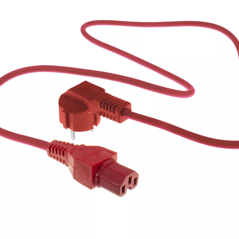 ACT Cable de alimentación conector principal CEE 7/7 (acodado) – C15 rojo 1,5 m