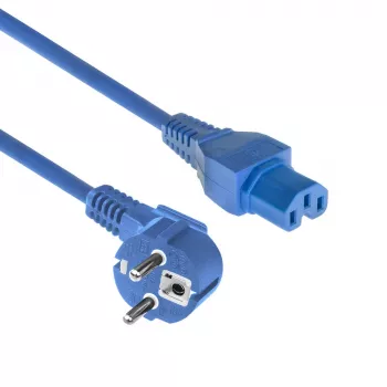 ACT Cable de alimentación conector CEE 7/7 acodado C15 azul 1,5 m 230V 10A
