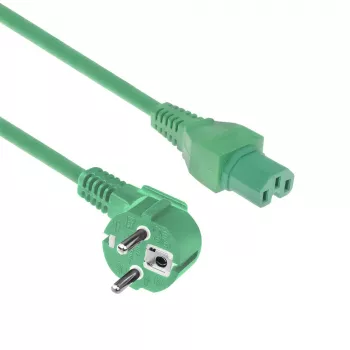 ACT Cable de alimentación CEE 7/7 conector macho (acodado) - C15 verde 1,5 m